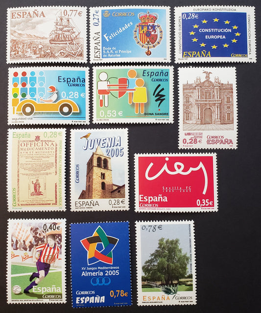 Lot 246 Spain SC#3332/3353 2004-2005 Royal Expedition For Smallpox Vaccination / Soccer Issues, 12 VFNH Singles, Click on Listing to See ALL Pictures, 2017 Scott Classic Cat. $14.15