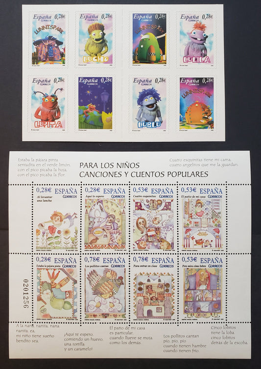 Lot 251 Spain SC#3349/3371 2005 Children's Songs And Stories / Los Lunnis Issues, A VFNH Booklet Of 8 And Sheet Of 8, Click on Listing to See ALL Pictures, 2017 Scott Classic Cat. $16.75