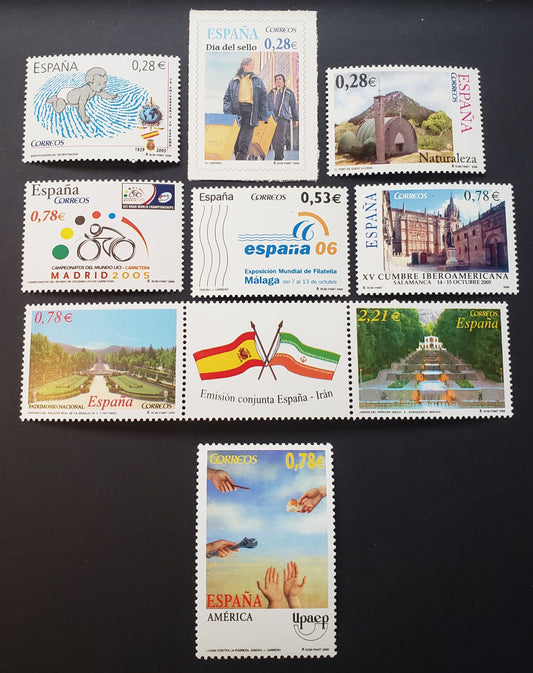 Lot 252 Spain SC#3368/3376 2005 Fingerprint Registration For Newborn / American Issue, Fight Against Poverty Issues, 7 VFNH Singles And A Pair Plus Label, Click on Listing to See ALL Pictures, 2017 Scott Classic Cat. $16.45