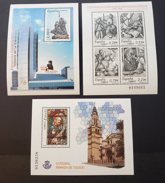 Lot 253 Spain SC#3318/3356 2004-2005 EXFILNA 2004 / Publication Of Don Quixote Issues, 3 VFNH Souvenir Sheets, Click on Listing to See ALL Pictures, 2017 Scott Classic Cat. $20