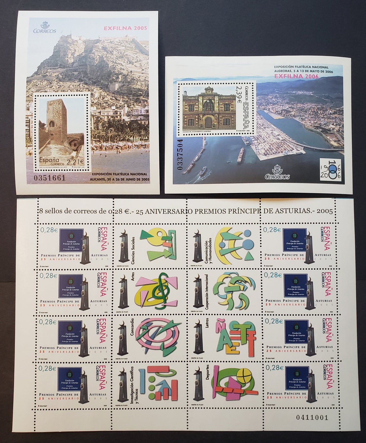 Lot 254 Spain SC#3364/3412 2005-2006 EXFILNA 2005 / EXFILNA 2006, 2 VFNH Souvenir Sheets And A Sheet Of 8 +Labels, Click on Listing to See ALL Pictures, 2017 Scott Classic Cat. $17.35