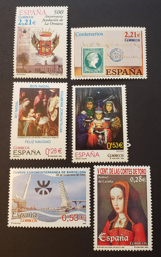 Lot 255 Spain SC#3377/3385 2005 La Orotava / Queen Juana Of Castile Issues, 6 VFNH Singles, Click on Listing to See ALL Pictures, 2017 Scott Classic Cat. $14.9