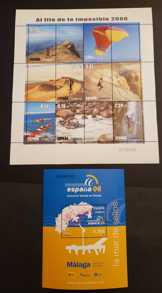 Lot 258 Spain SC#3398/3417 2006 Al Filo de lo Imposible / Espana '06 Issues, A VFNH Sheet Of 6 + 6 Labels And A Souvenir Sheet, Click on Listing to See ALL Pictures, 2017 Scott Classic Cat. $14