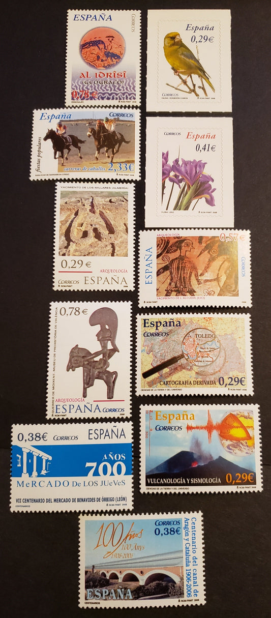 Lot 262 Spain SC#3425/3435 2006 Al-Idrisi / Aragon-Cataluna Canal Issues, 11 VFNH Singles, Click on Listing to See ALL Pictures, 2017 Scott Classic Cat. $17.6