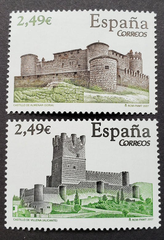 Lot 274 Spain SC#3519/3520 2007 Castles Issue, 2 VFNH Singles, Click on Listing to See ALL Pictures, 2017 Scott Classic Cat. $14