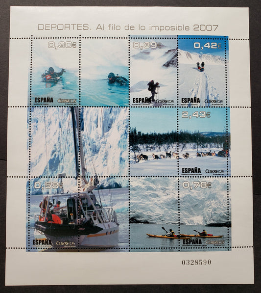 Lot 275 Spain SC#3515 2007 Al Filo de lo Imposible Issue, A VFNH Sheet Of 6 + Labels, Click on Listing to See ALL Pictures, 2017 Scott Classic Cat. $13.5