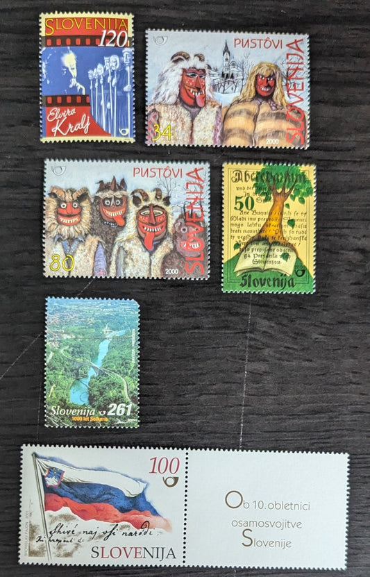 Lot 28 Slovenia SC#384/458 2000-2001 Carnival Costumes - Independence, 10h Anniv Issues, 6 VFNH Singles, Click on Listing to See ALL Pictures, 2017 Scott Cat. $12.4