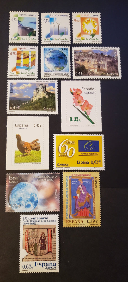 Lot 292 Spain SC#3627/3652 2009 Renewable Energy / St. Dominic de la Calzada Issues, 13 VFNH Singles, Click on Listing to See ALL Pictures, 2017 Scott Classic Cat. $17.25