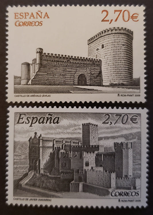 Lot 296 Spain SC#3668/2669 2009 Castles Issue, 2 VFNH Singles, Click on Listing to See ALL Pictures, 2017 Scott Classic Cat. $16