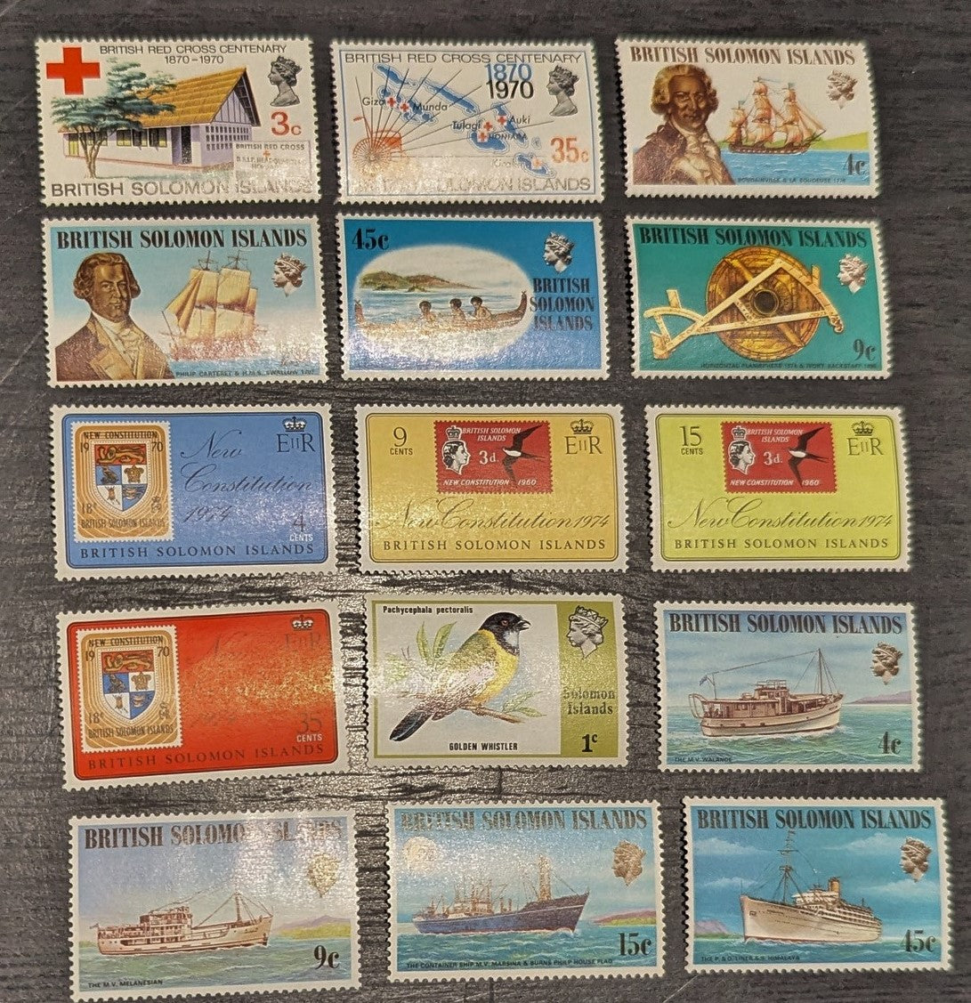 Lot 30 British Solomon Islands SC#210/288 1970-1975 Centenary Of British Red Cross - Motor Vessel Walande Issues, 15 VFOG/NH Singles, Click on Listing to See ALL Pictures, 2017 Scott Cat. $10.05