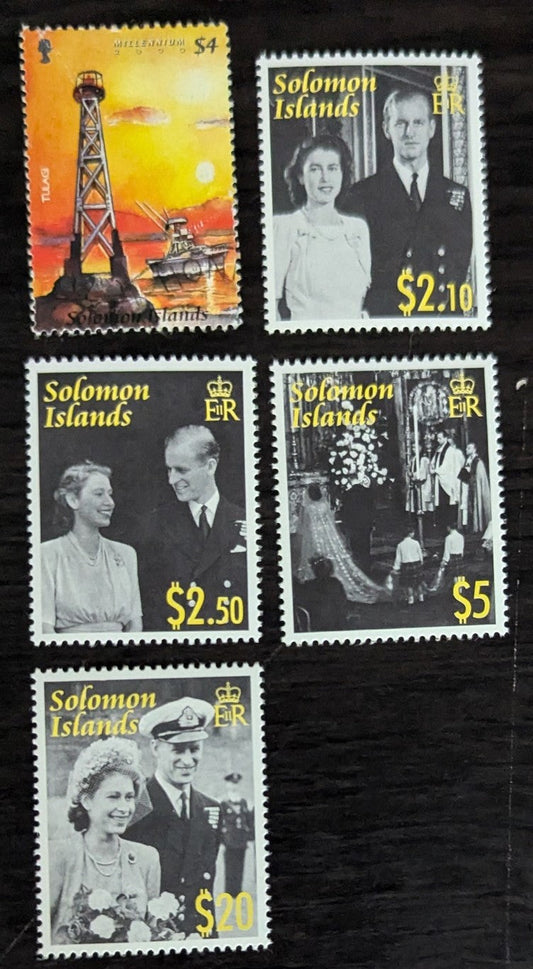 Lot 37 British Solomon Islands SC#892/1093 2000-2007 Millennium - Wedding of QE II & Prince Philip, 60th Anniv Issues, 5 VFNH/OG Singles, Click on Listing to See ALL Pictures, 2017 Scott Cat. $16