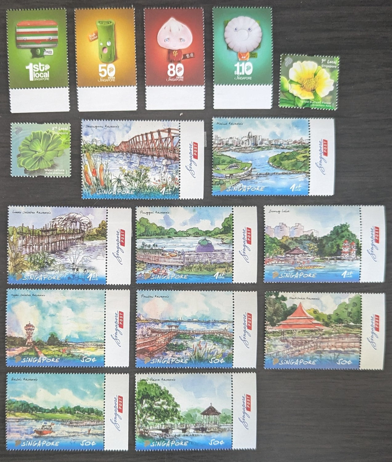 Lot 3 Singapore SC#1527/1544 2012 Local Tea Time Snacks - Reservoirs Issues, 16 VFNH Singles, Click on Listing to See ALL Pictures, 2017 Scott Cat. $10.7