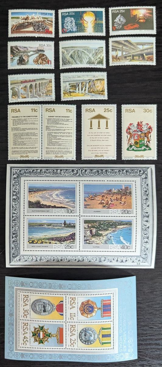 Lot 46 South Africa SC#625a/645a 1983-1984 Plettenberg Bay - Military Medals issues, 13 VFOG/NH Singles & Souvenir Sheets, Click on Listing to See ALL Pictures, 2017 Scott Cat. $9.75