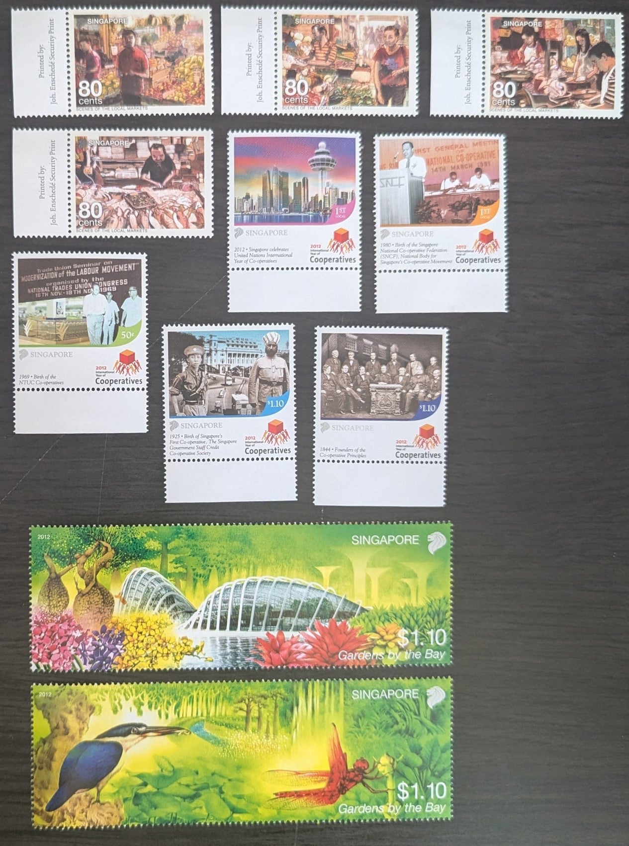 Lot 4 Singapore SC#1545-1555 2012 Local Markets - Gardens by the Bay Issues, 11 VFNH Singles, Click on Listing to See ALL Pictures, 2017 Scott Cat. $14.1