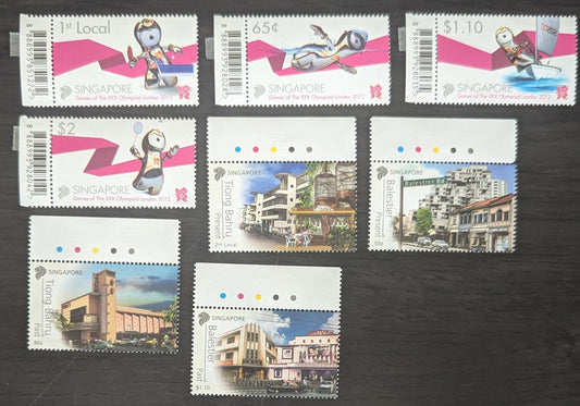 Lot 5 Singapore SC#1556-1563 2012 Summer Olympics, London - Historical Places in Singapore Issues, 8 VFNH Singles, Click on Listing to See ALL Pictures, 2017 Scott Cat. $11