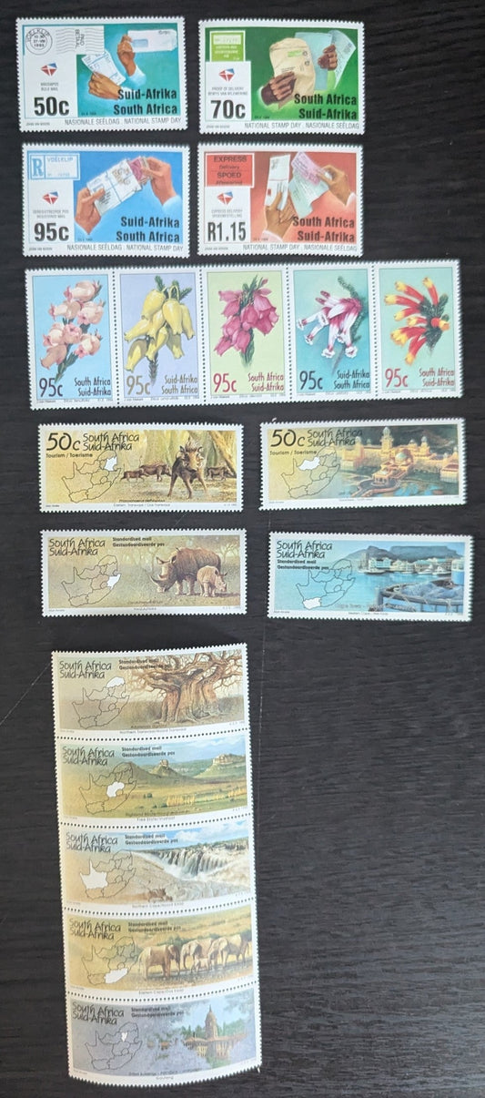 Lot 66 South Africa SC#892-905a 1994-1997 Stamp Day - Tourism Issues, 10 VFOG/NH Singles & Strips of 5, Click on Listing to See ALL Pictures, 2017 Scott Cat. $13.4