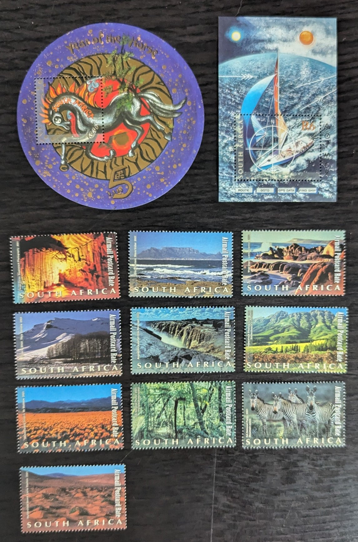 Lot 94 South Africa SC#1272/C55 2001 Volvo Round-the-World Yacht Race - Tourism Airmail Issues, 12 VFNH Singles & Souvenir Sheets, Click on Listing to See ALL Pictures, 2017 Scott Cat. $10.5