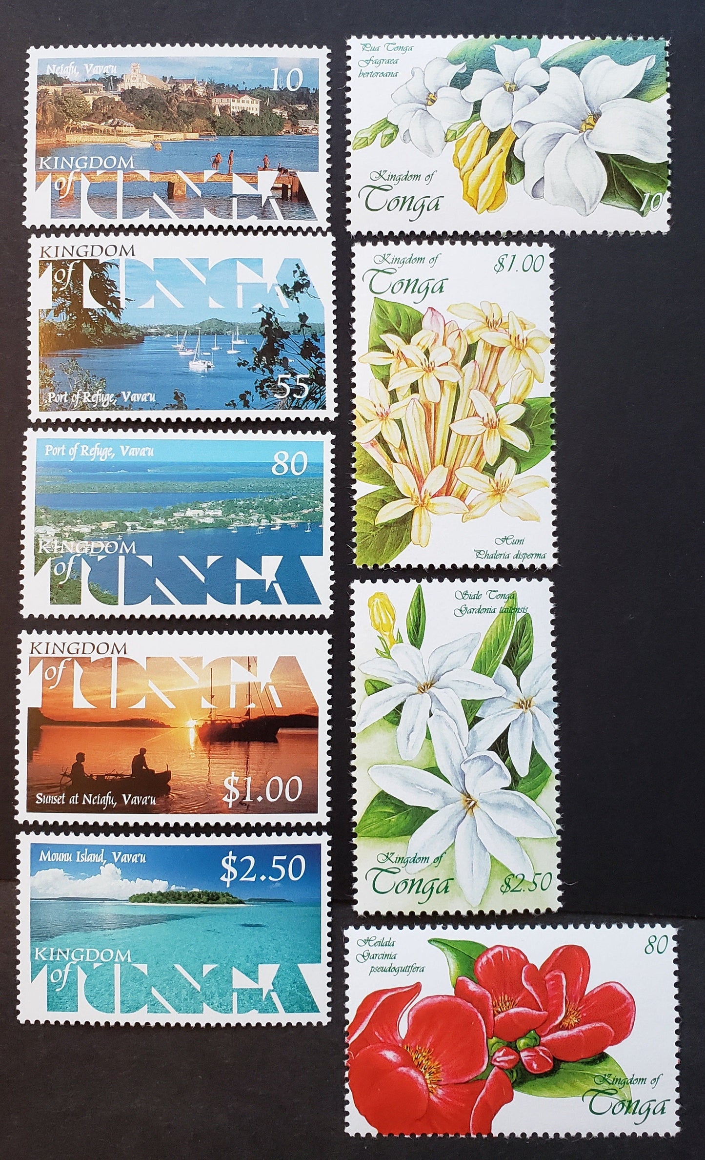 Lot 102 Tonga SC#1018/1026 1999 Scenic Views/ Flowers Issues, 9 VFNH Singles, Click on Listing to See ALL Pictures, 2017 Scott Cat. $16.05