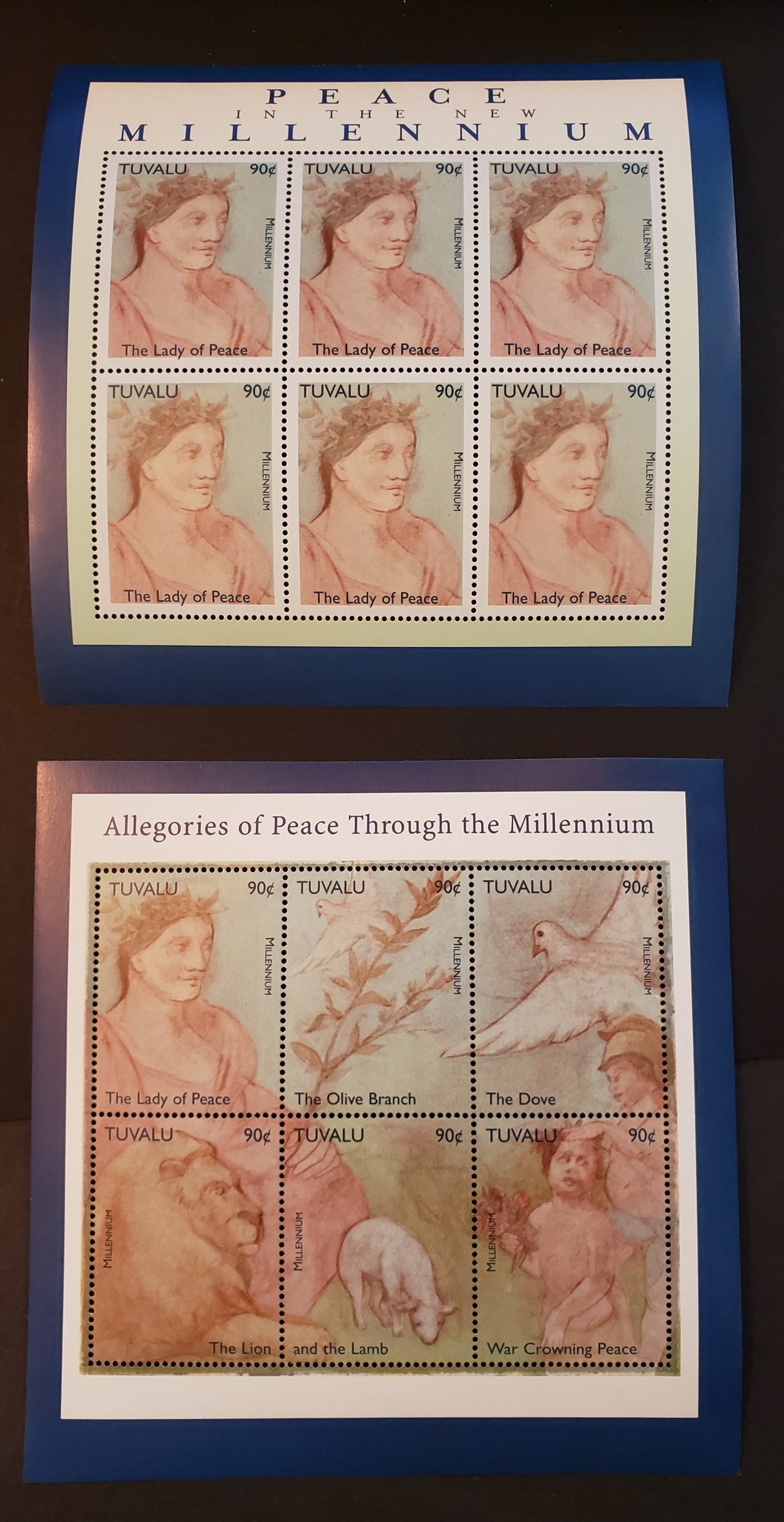 Lot 125 Tuvalu SC#814/815 1999 Millenium Issue, 2 VFNH Sheets Of 6, Click on Listing to See ALL Pictures, 2017 Scott Cat. $12