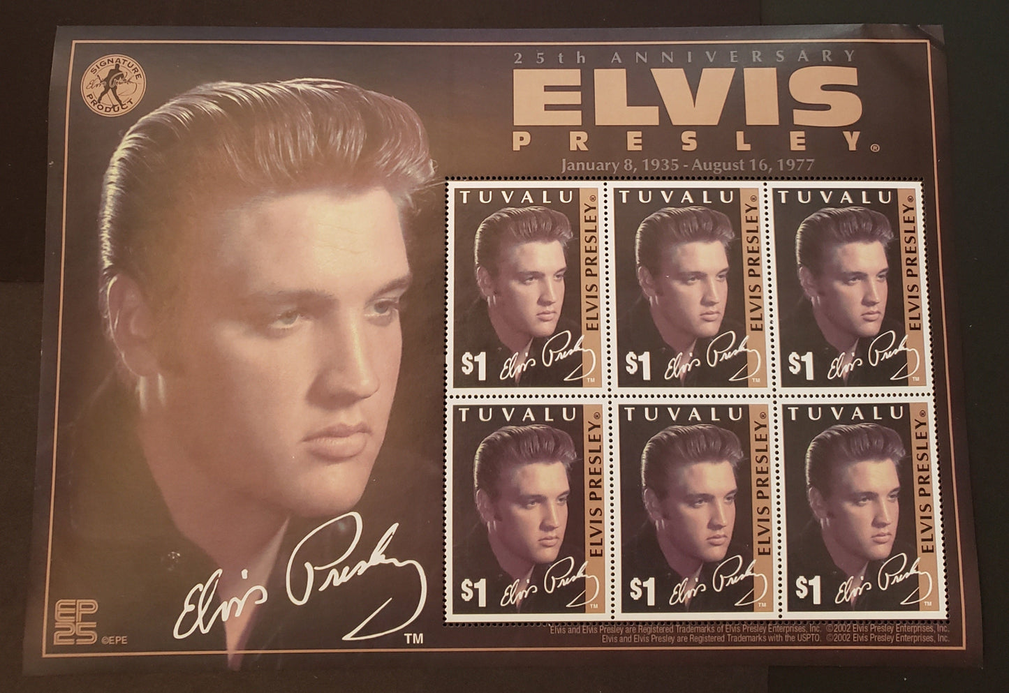 Lot 139 Tuvalu SC#913 2002 Elvis Presley Issue, A VFNH Sheet Of 6, Click on Listing to See ALL Pictures, 2017 Scott Cat. $12