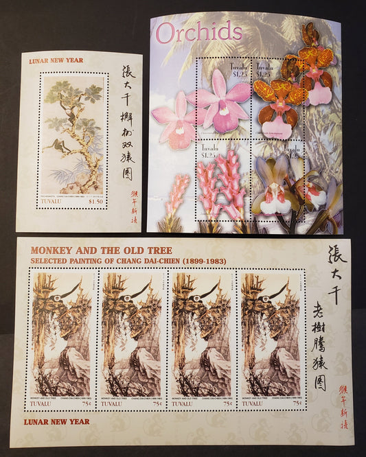 Lot 146 Tuvalu SC#927/932 2003-2004 Orchids / New Year Issues, 2 VFNH Sheets Of 4 And A Souvenir Sheet, Click on Listing to See ALL Pictures, 2017 Scott Cat. $19.25