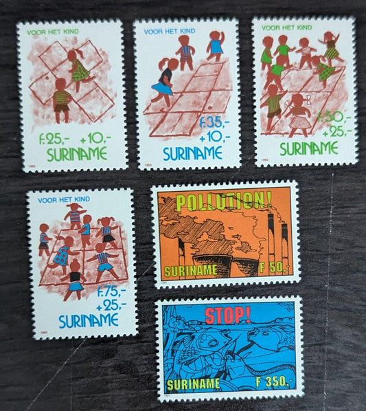 Lot 181 Surinam SC#969-B401 1993-1994 Child Welfare - Environmental Protection Issues, 6 VFNH Singles, Click on Listing to See ALL Pictures, 2017 Scott Cat. $14.75