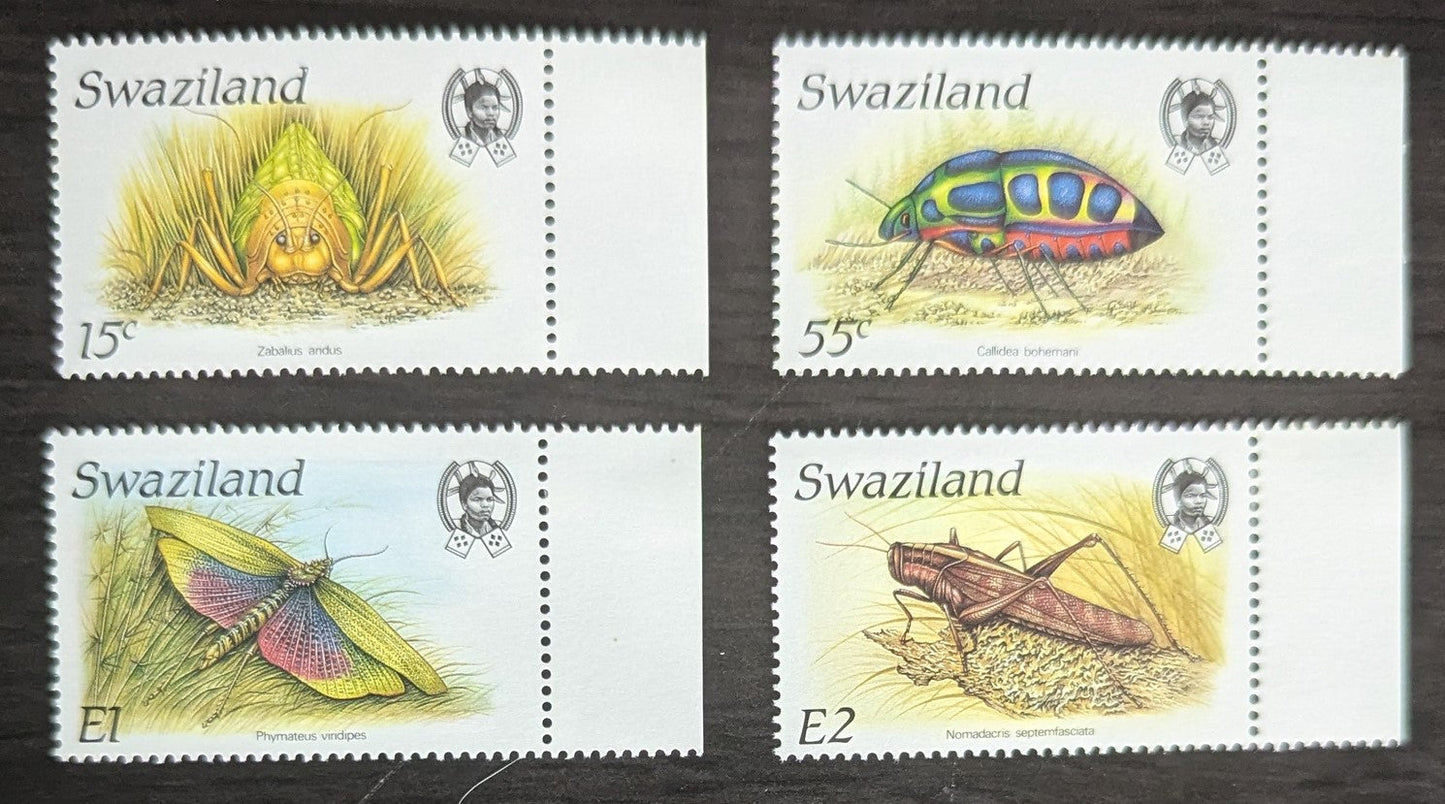 Lot 203 Swaziland SC#531-534 1988 Insects Issue, 4 VFNH Singles, Click on Listing to See ALL Pictures, 2017 Scott Cat. $19.75