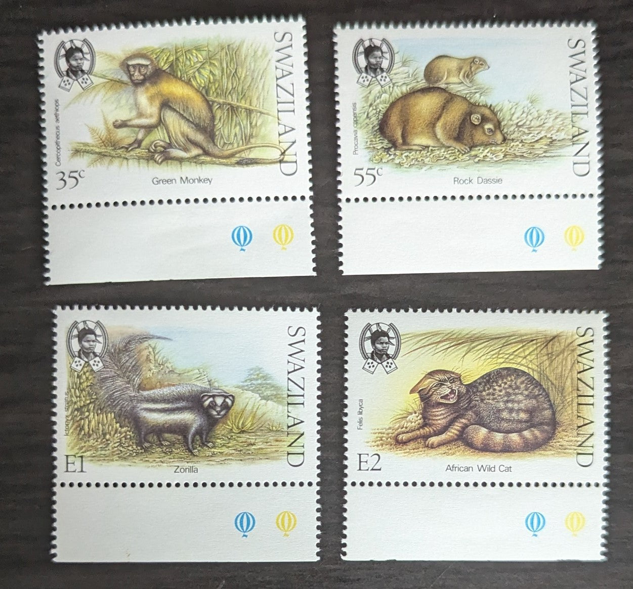 Lot 205 Swaziland SC#539-542 1989 Small Mammals Issue, 4 VFNH Singles, Click on Listing to See ALL Pictures, 2017 Scott Cat. $17.35