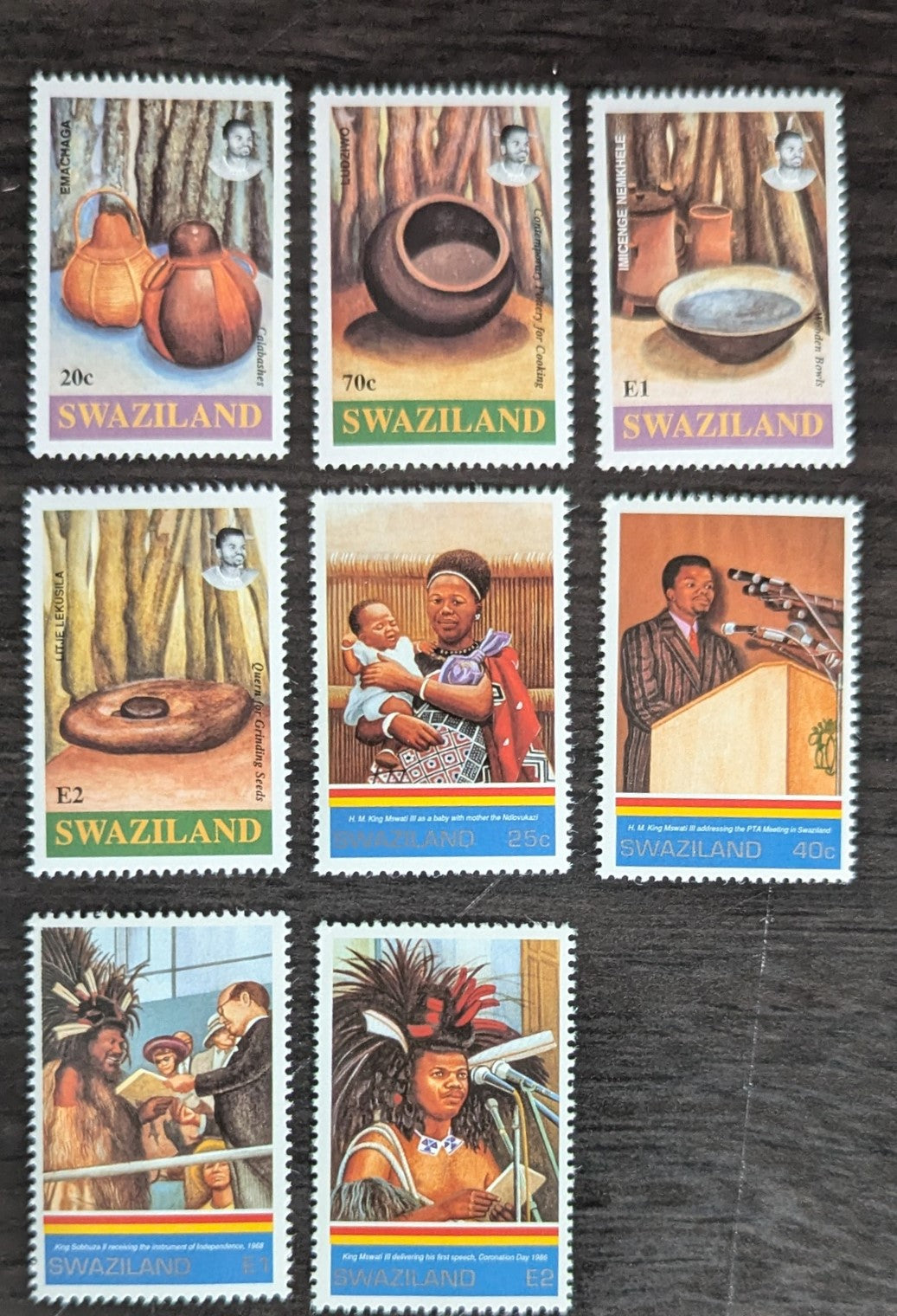 Lot 212 Swaziland SC#616-623 1993 Cooking Utensils - Independence, 25th Anniv Issues, 8 VFNH Singles, Click on Listing to See ALL Pictures, 2017 Scott Cat. $10.5