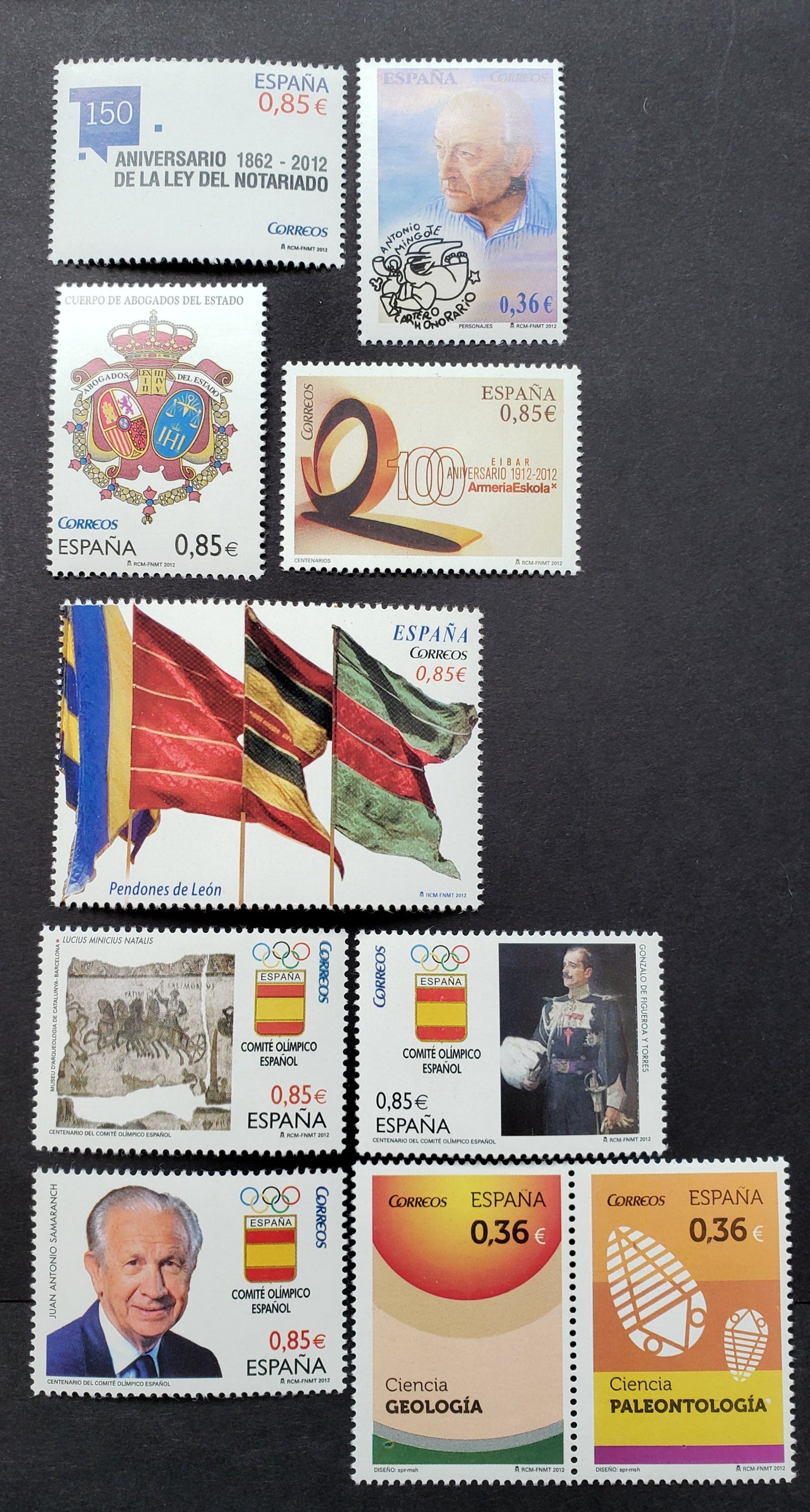 Lot 25 Spain SC#3851/3861 2012 Notary Law / Sciences Issues, 8 VFNH Singles And 1 Pair, Click on Listing to See ALL Pictures, 2017 Scott Cat. $17.5