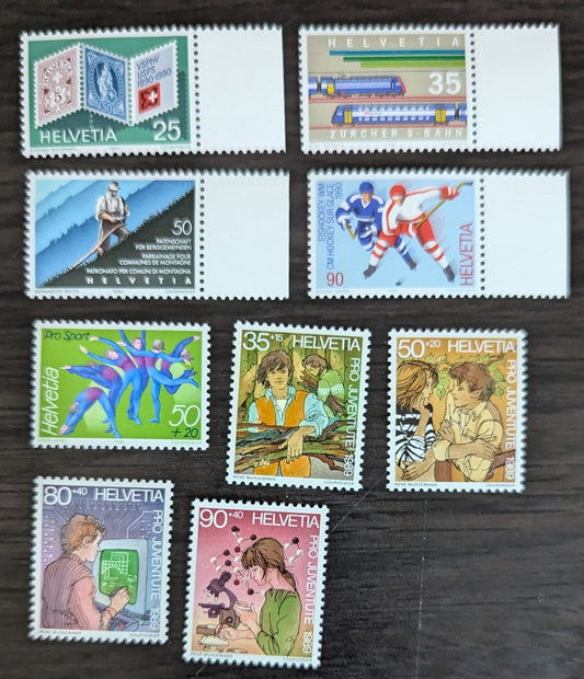 Lot 275 Switzerland SC#856/B558 1989-1990 Gymnastics - World Ice Hockey Championships Issues, 9 VFOG/NH Singles, Click on Listing to See ALL Pictures, 2017 Scott Cat. $11.75