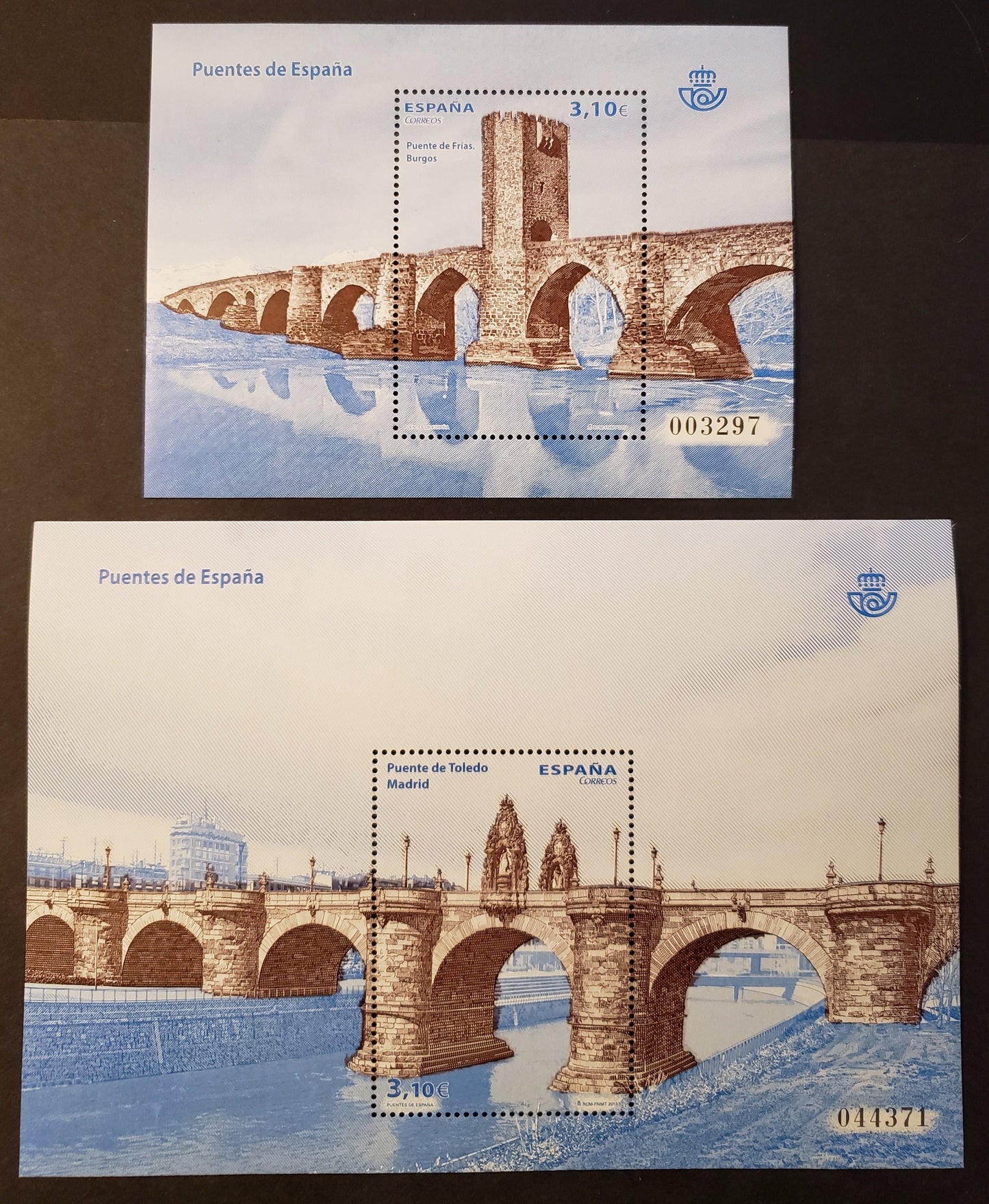 Lot 43 Spain SC#3936/3937 2013 Bridges Issue, 2 VFNH Souvenir Sheets, Click on Listing to See ALL Pictures, 2017 Scott Cat. $17