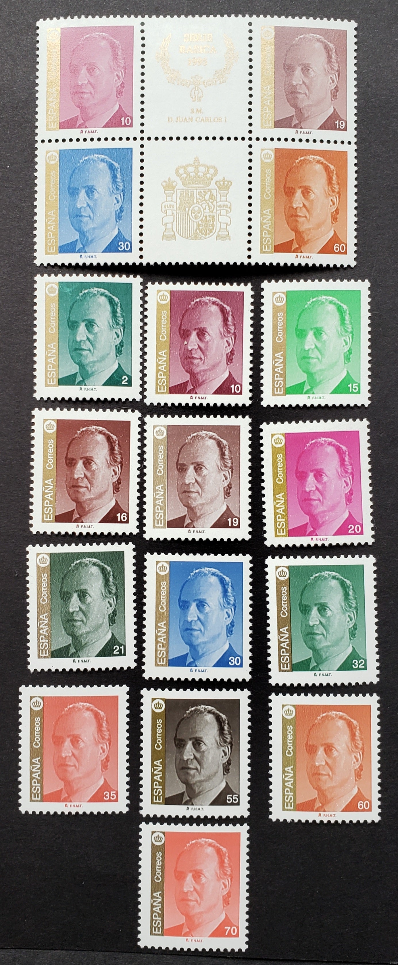 Lot 72 Spain SC#2715/2733 1993-1998 King Juan Carlos Issue, 13 VFNH Singles And A Block Of 4, Click on Listing to See ALL Pictures, 2017 Scott Cat. $10.4