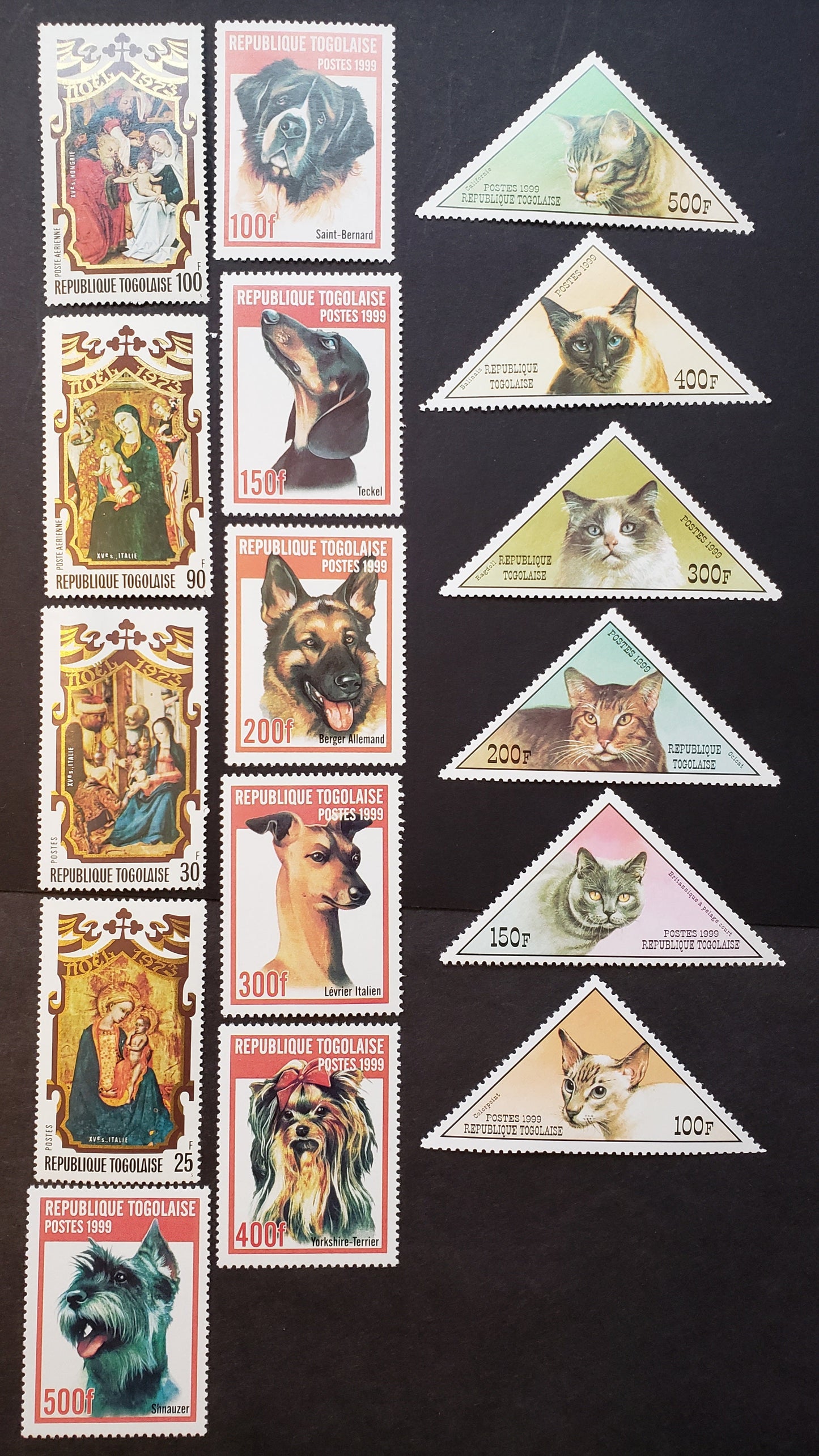 Lot 86 Togo SC#860/1911F 1973-1999 Christmas / Dogs, 16 VFNH Singles, Click on Listing to See ALL Pictures, 2017 Scott Cat. $16.15