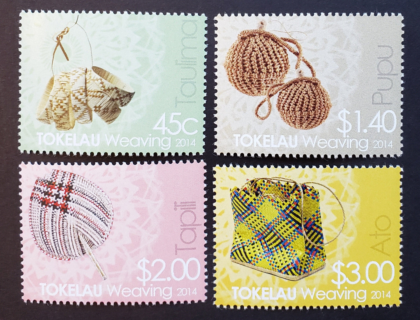 Lot 95 Tokelau SC#423/426 2014 Woven Items Issue, 4 VFNH Singles, Click on Listing to See ALL Pictures, 2017 Scott Cat. $12