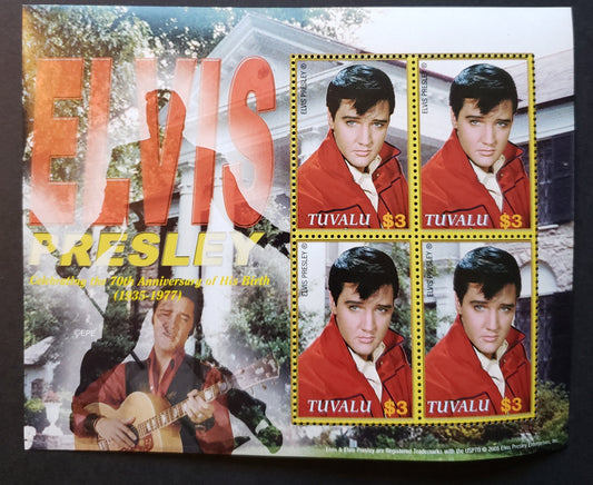 Lot 10 Tuvalu SC#987 2006 Elvis Presley Issue, A VFNH Sheet Of 4, Click on Listing to See ALL Pictures, 2022 Scott Classic Cat. $18