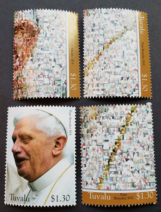 Lot 21 Tuvalu SC#1054a-d/1054a-d 2007 Pope Benedict XVI Issue, 4 VFNH Singles, Click on Listing to See ALL Pictures, Estimated Value $9