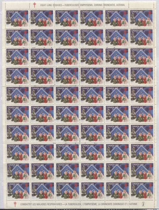 Canada #WX74  Multicoloured Three Angels, 1975 Christmas Seal Issue, A Fine NH Full Sheet Of 60
