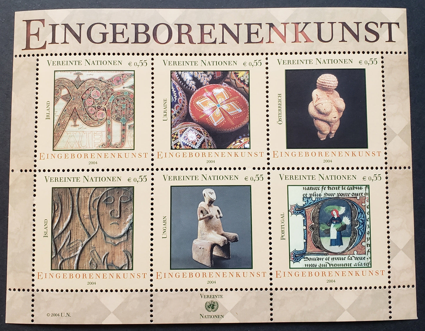 Lot 115 United Nations - Vienna, Austria SC#346 2004 Indigenous Art Issue, A VFNH Sheet Of 6, Click on Listing to See ALL Pictures, 2017 Scott Cat. $12