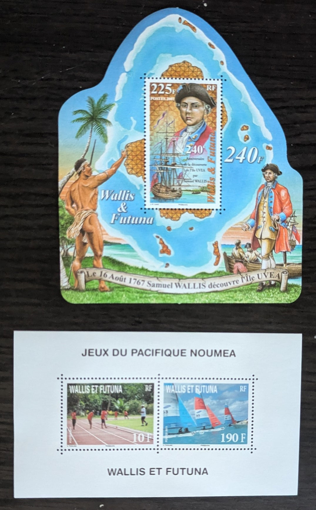 Lot 113 Wallis & Futuna SC#640a/699 2007-2011 Discovery of Uvea Island by Samuel Wallis, 240th Anniv - Pacific Games, Noumea Issues, 2 VFNH Souvenir Sheets, Click on Listing to See ALL Pictures, 2017 Scott Cat. $10.25