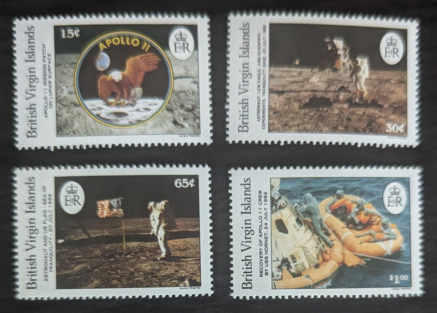 Lot 11 Virgin Islands SC#641-644 1989 1st Moon Landing, 20th Anniv Issue, 4 VFNH Singles, Click on Listing to See ALL Pictures, 2017 Scott Cat. $12