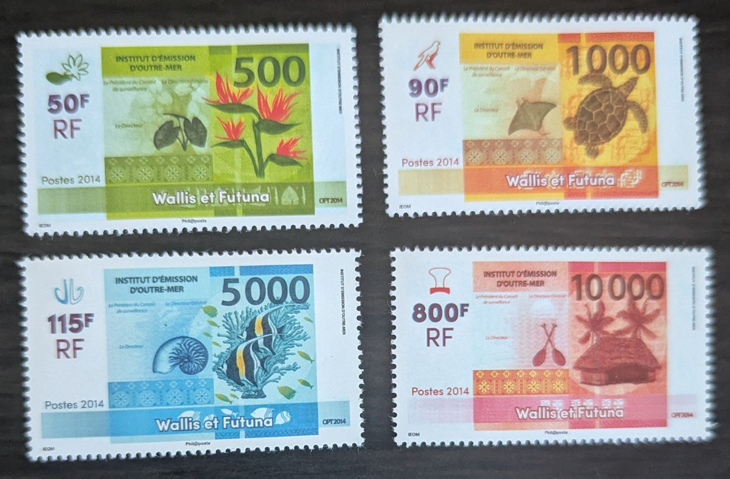 Lot 143 Wallis & Futuna SC#737-740 2014 New Banknotes Issue, 4 VFNH Singles, Click on Listing to See ALL Pictures, 2017 Scott Cat. $24