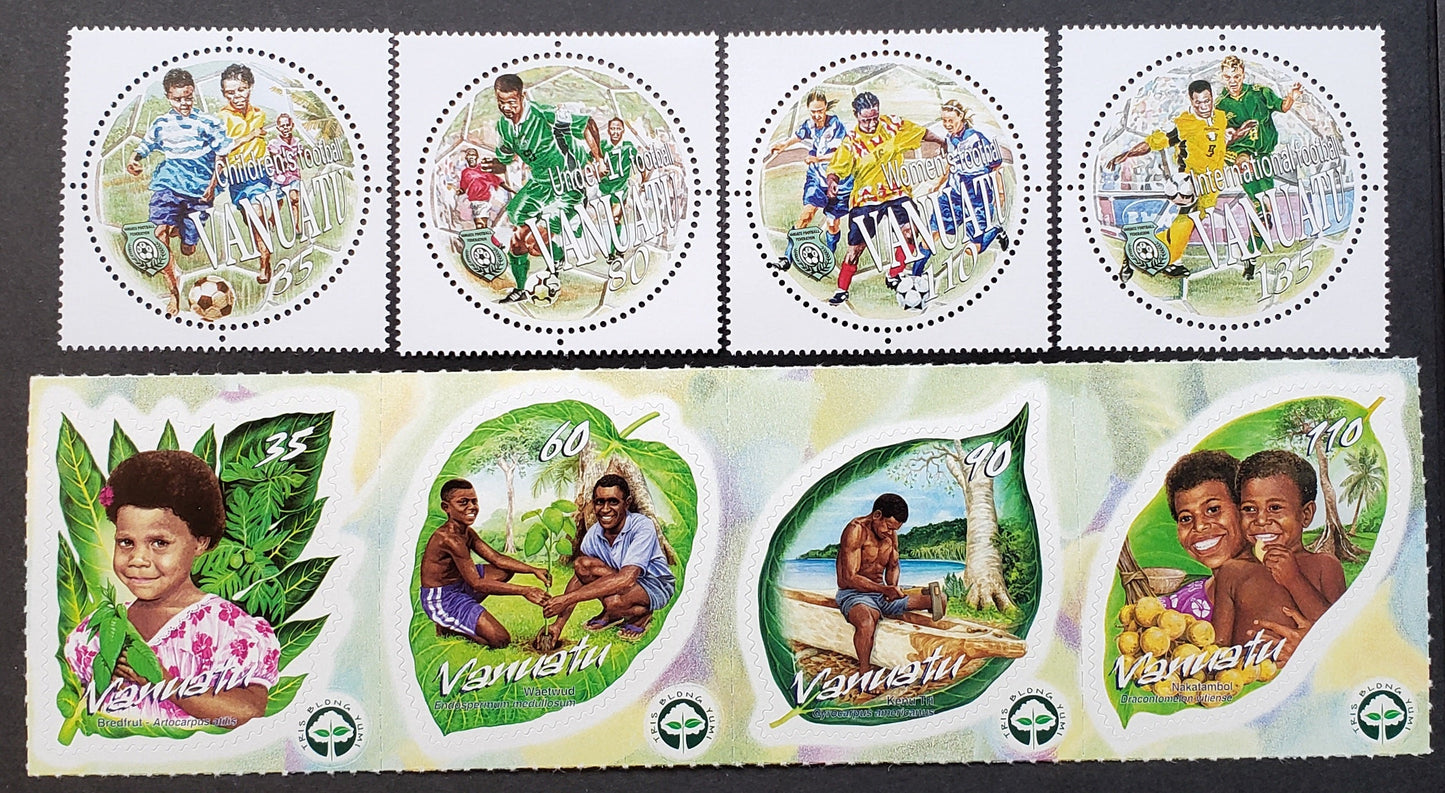 Lot 152 Vanuatu SC#804/808 2002 Soccer / Reforestation Issues, 4 VFNH Singles And A Sheet Of 4, Click on Listing to See ALL Pictures, 2017 Scott Cat. $13.75