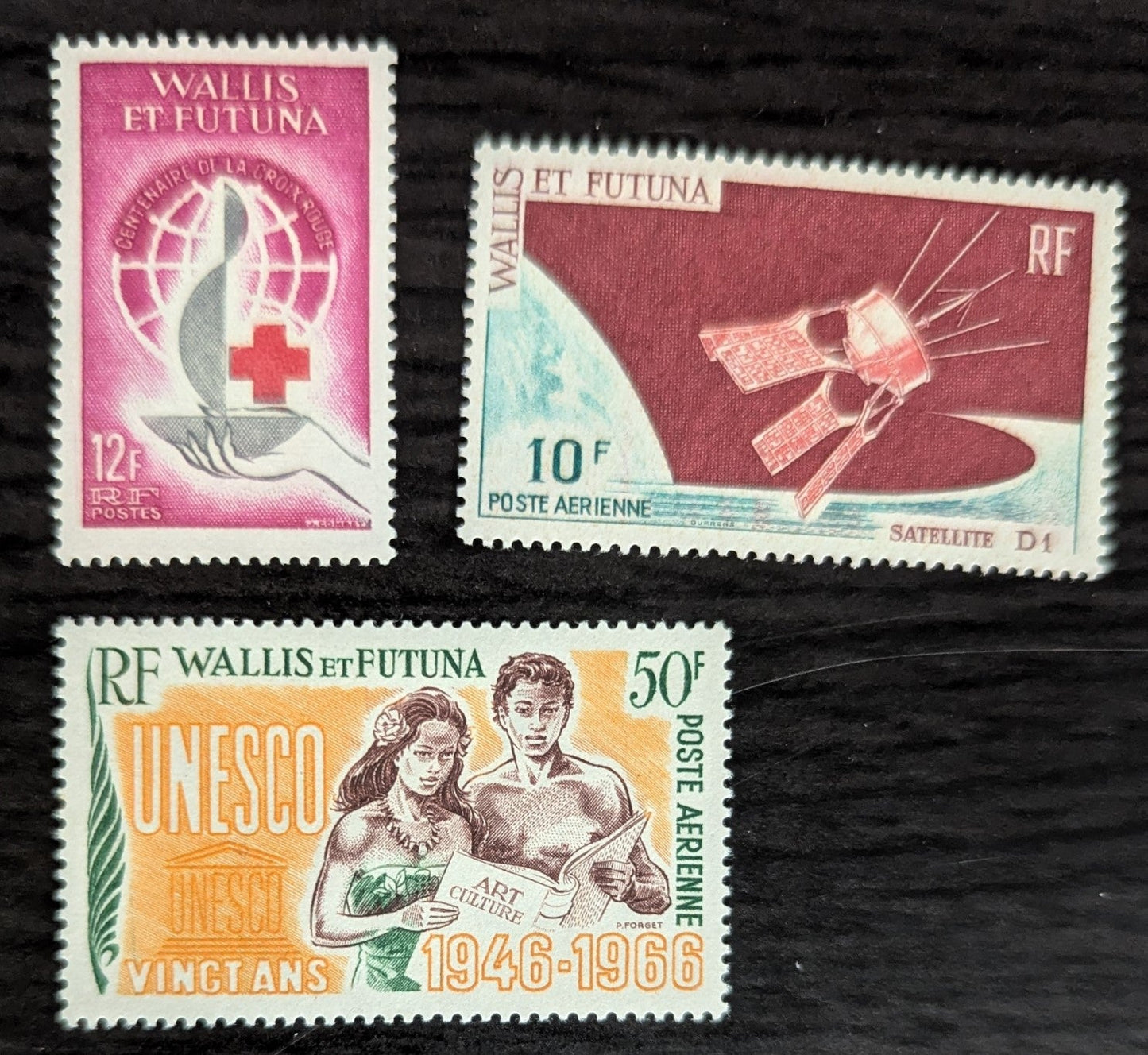 Lot 18 Wallis & Futuna SC#165/C26 1963-1966 Red Cross Centenary - 20th Anniv of UNESCO Issues, 3 VFNH Singles, Click on Listing to See ALL Pictures, 2017 Scott Cat. $13.75