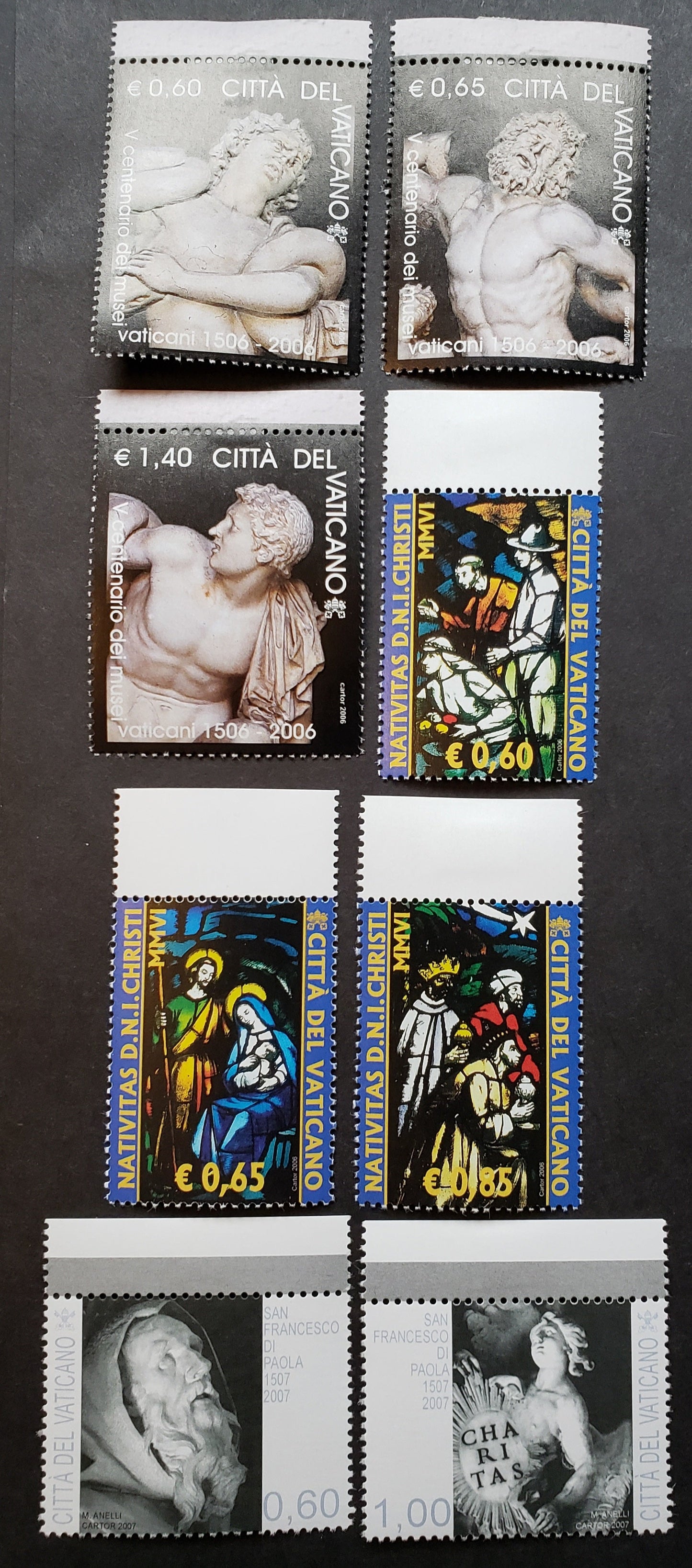 Lot 231 Vatican City SC#1338/1346 2006-2007 Vatican Museum / St. Francis Of Paola Issues, 8 VFNH Singles, Click on Listing to See ALL Pictures, 2017 Scott Cat. $16.75