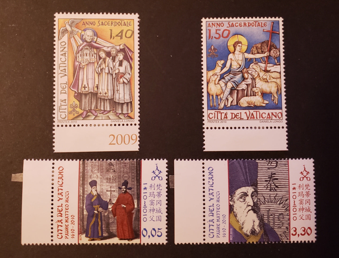 Lot 257 Vatican City SC#1441/1444 2010 Sacerdotal Year / Father Matteo Ricci Missionary To China Issues, 4 VFNH Singles, Click on Listing to See ALL Pictures, 2017 Scott Cat. $17.75