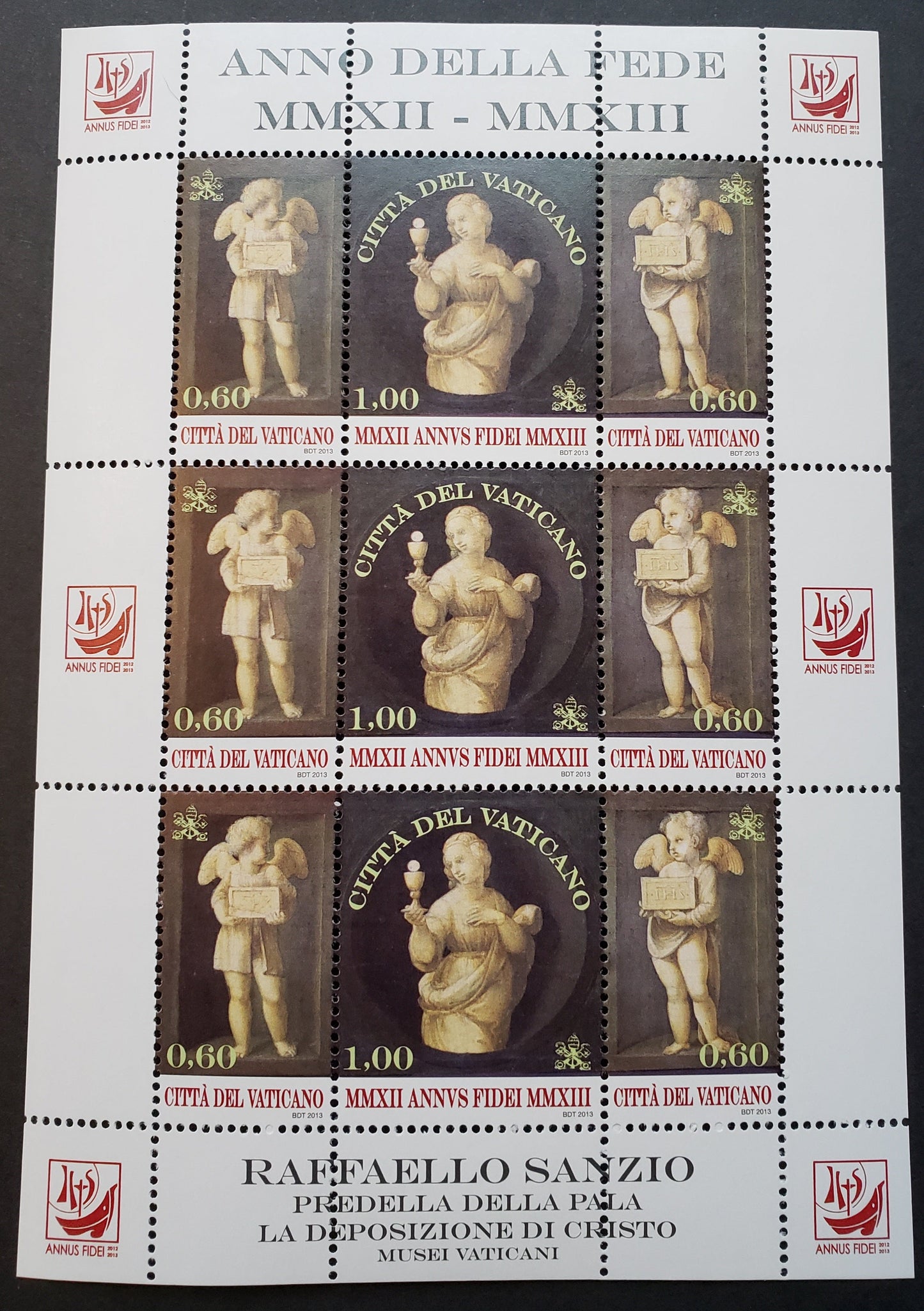 Lot 274 Vatican City SC#1517var 2013 Year Of Faith Issue, A VFNH Sheet Of 9, Click on Listing to See ALL Pictures, 2017 Scott Cat. $18