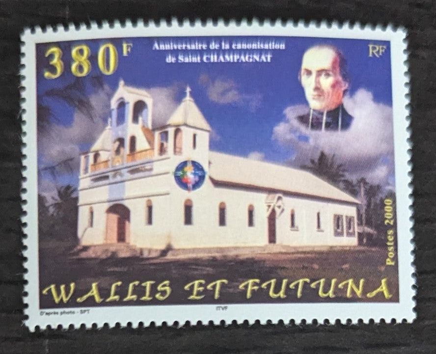 Lot 65 Wallis & Futuna SC#534 380fr Multicolored 2000 Canonization of St Marcellin Champagnat, 1st Anniv Issue, A VFNH Single, 2017 Scott Cat. $10