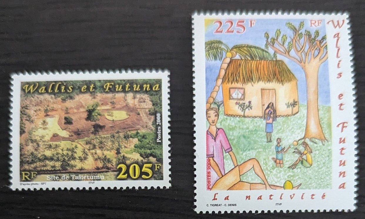 Lot 66 Wallis & Futuna SC#535-536 2000 Talietumu Archaeological Site - Chrsitmas Issues, 2 VFNH Singles, Click on Listing to See ALL Pictures, 2017 Scott Cat. $11.5