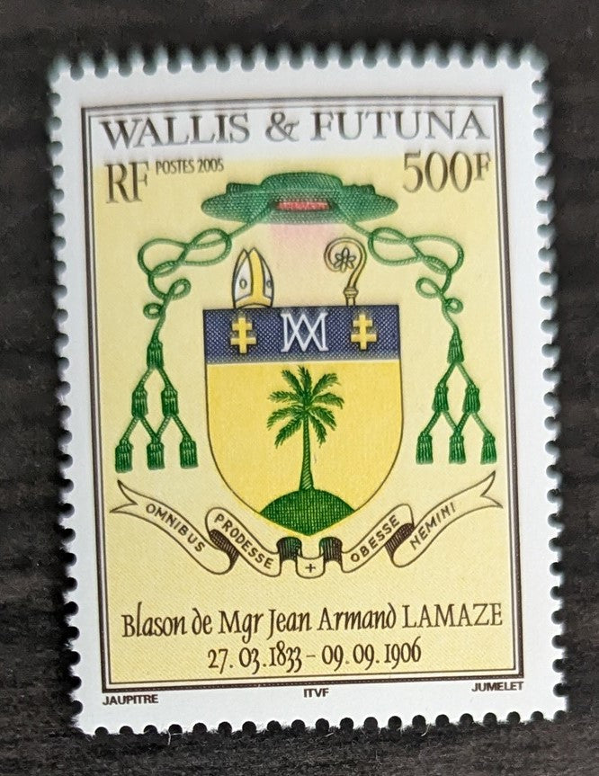 Lot 93 Wallis & Futuna SC#609 500fr Multicolored 2005 Arms of Monsignor Jean Armand Lamaze Issue, A VFNH Single, Click on Listing to See ALL Pictures, 2017 Scott Cat. $13.5